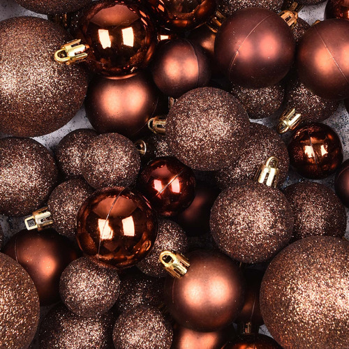 Juego 100 Bolas Decorativas Inastillables Para Árbol Café