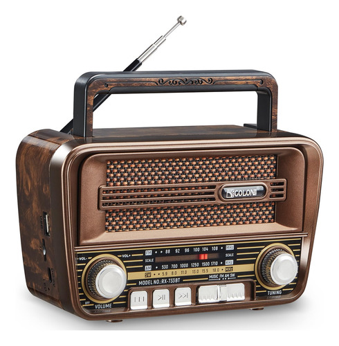 Radio Portátil Am Fm Con Bluetooth 5.0 Regalo Vintage De Cal