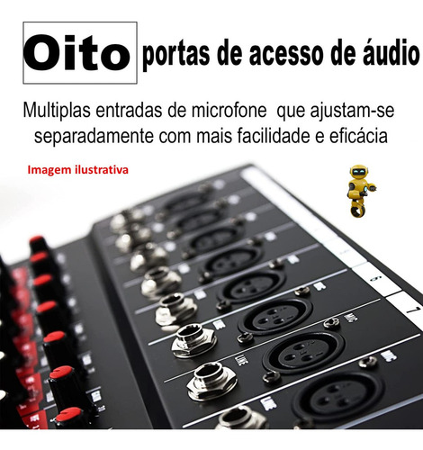 Imagem 9 de 9 de Mesa De Som Analógico 8 Canais Xlr Conexão Usb Bluetooth Wg8