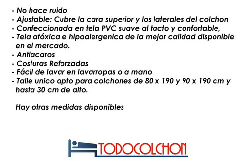 Imagen 2 de 8 de Cubre Colchon Queen Impermeable Incontinencia 1.60 X 2 Ajust
