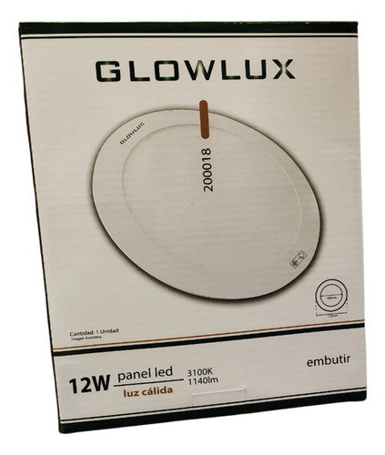 Panel Led Embutir 12w Redondo Luz Cálida 3100k Marca Glowlux