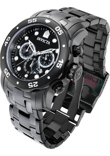 Relógio Invicta Pro Diver 0076 Cronógrafo Preto Original Bisel Preto/Branco