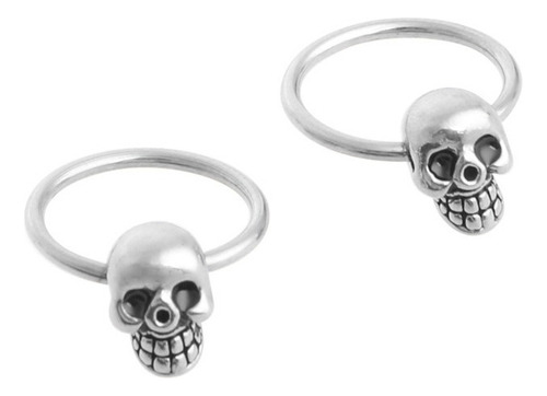1 Par De Aretes De Aro Redondos De Calavera De Acero Inoxida