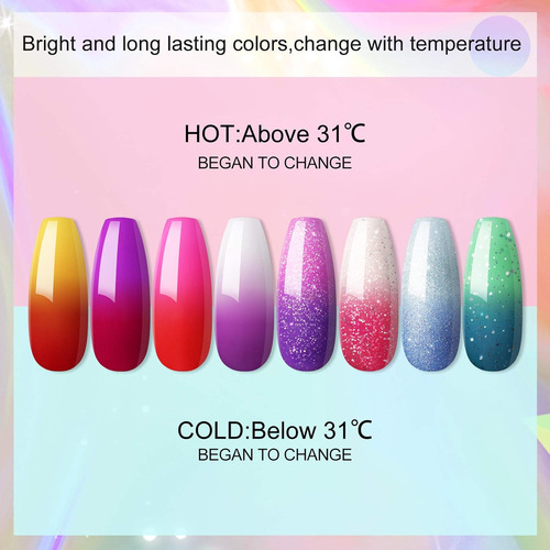 Coscelia 8 Esmaltes Que Cambian De Color, 7ml