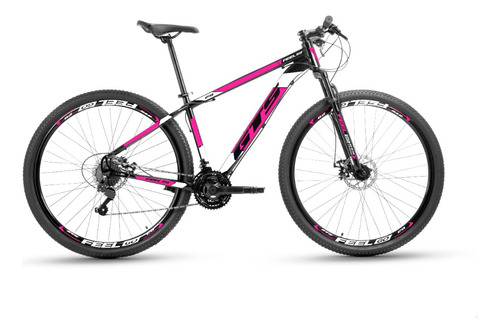 Bicicleta  GTS Feel aro 29 19" 24v freios de disco mecânico câmbios Index cor preto/rosa