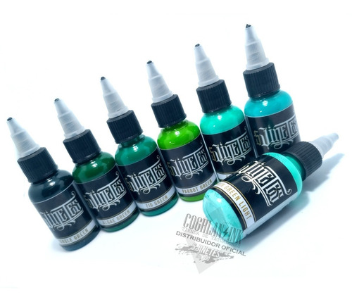 Imagen 2 de 5 de Tinta Tattoo 5 Jinetes Ink Set Green´s X1 (38ml) Tatuar