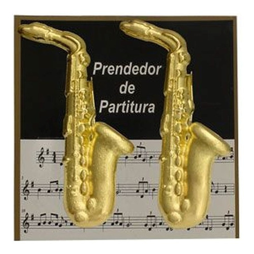 Prendedor Hinário Partitura Paganini Sax Dourado Cp