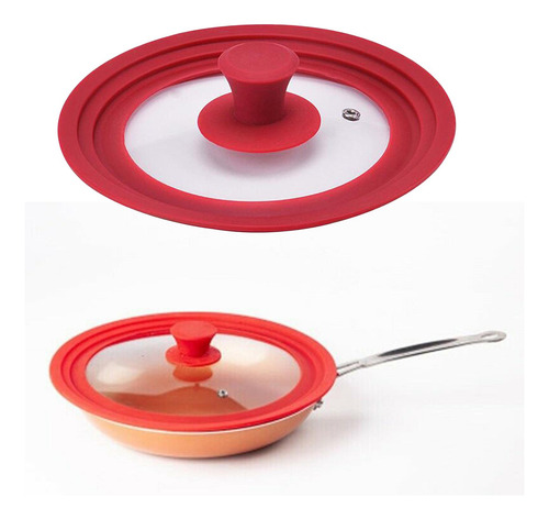 Tapa De Cristal De Silicona Universal 24 A 26 A 28cm Rojo