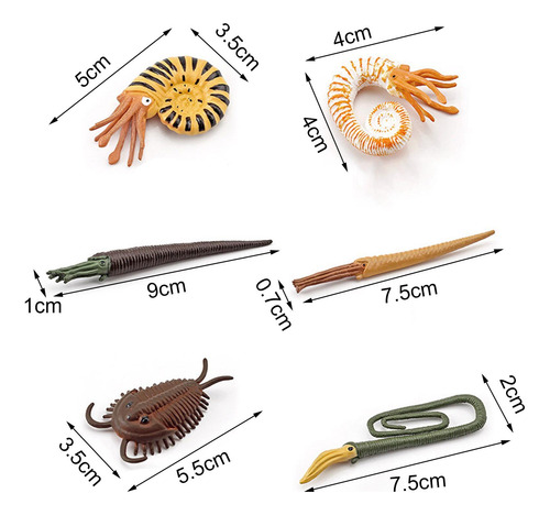 3 X 6 Modelos De Animales Marinos Prehistóricos, Estatuas