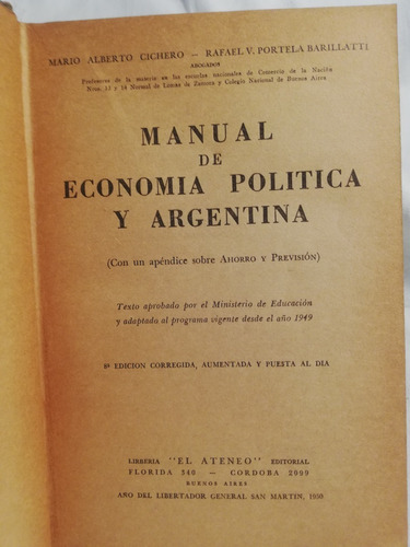 Manual De Economia Politica Y Argentina, Cichero/ Barilatti