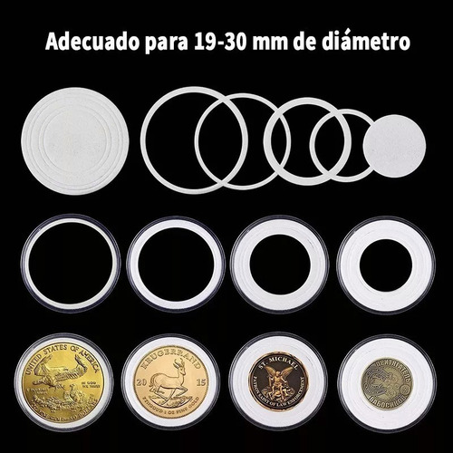 Caja Plástica 100 Capsulas Tamaño Ajustable Para Moneda 30mm