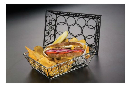 Cesta De Pan Rectangular De Acero 23x15x6 Cm Color Negro