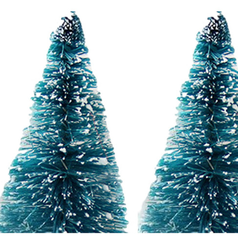 8x Árboles De Cepillo De Botella De Pino En Miniatura Azul