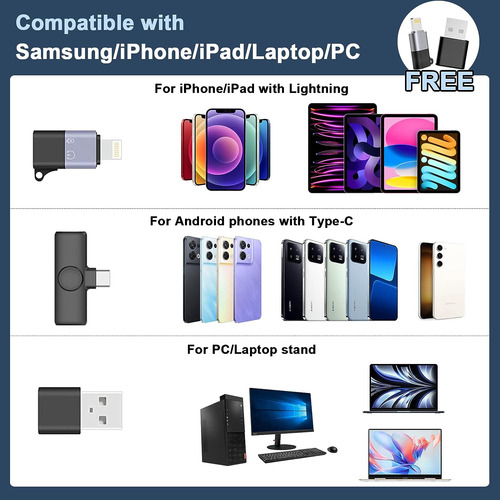 Micrófono De Solapa Inalámbrico Lavalier Para iPhone/iPad/an