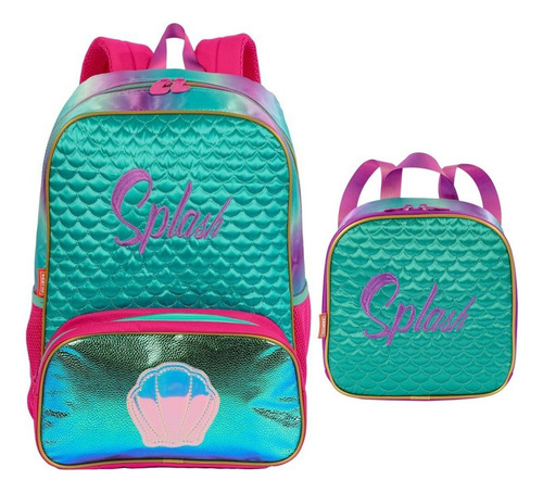 Mochila De Costas G Lancheira Sestini Splash Mermaid Cor Rosa
