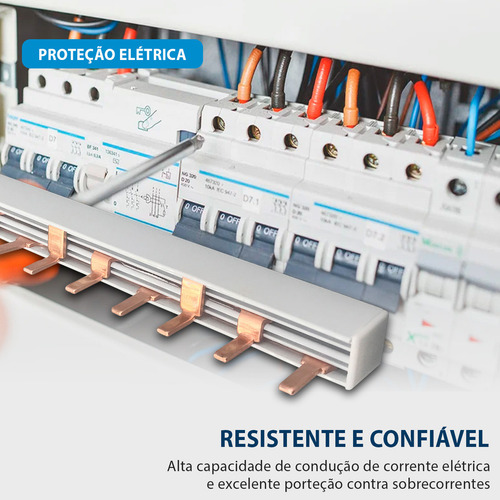 Kit 1un Barramento Pente Tripolar Trifasico 12 Polos - 63a
