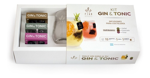 Kit Gintonic Caja Mixologia Botanica Copa Infusiones Sorbete