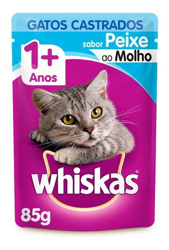 Ração Úmida Sache Whiskas Peixe Ao Molho Gatos Castrados 85g