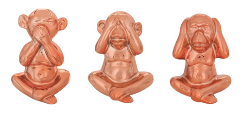 Kit 3 Macaco Decorativo Cerâmica Enfeite Estátua Luxo Top