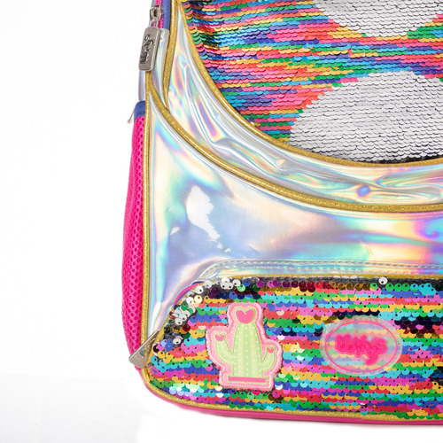 Mochila Llama Lentejuela Multicolor Wilys Color Rosa