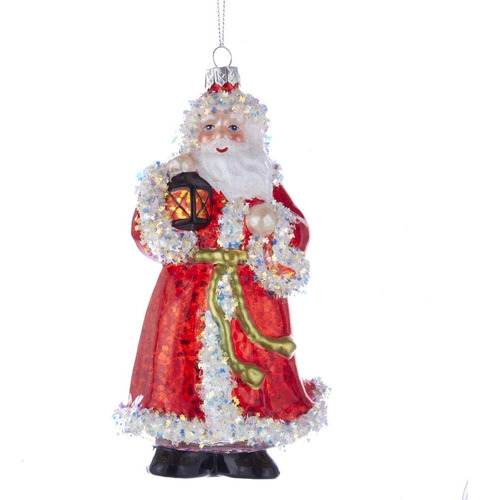 Adorno De Papa Noel De Cristal Rojo Y Blanco