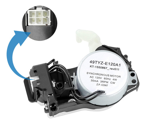 Selenoide Lavadora Compatible con Whirlpool Maytag Kenmore, 6 Pines Fivgace W10913953