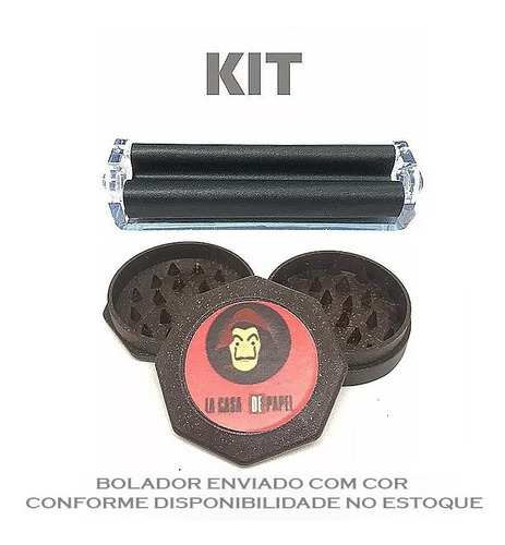 Kit Bolador 110 Mm King Size + Dichavador Coco 3 Partes Fumo