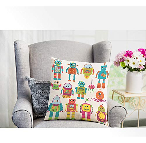 Ekobla Robots Throw Pillow Cover Adorable Funky Octopus