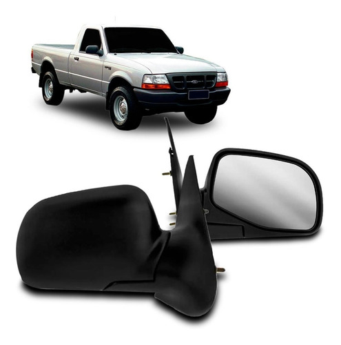 Par Retrovisor Ford Ranger 1998 Á 2006 Fixo Preto