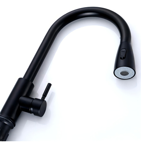 Grifo Llave Monomando Lavaplatos Extraíble Flexible Acabado Mate Color Negro