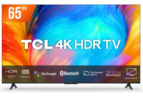 Smart Tv Led 65  Google Tv Uhd 4k Tcl 65p635 Hdr10 3 Hdmi