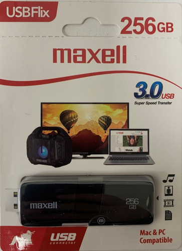 Pen Drive Maxell 256gb Flix Retractil 256 Gb Usb 3.0 Color Negro