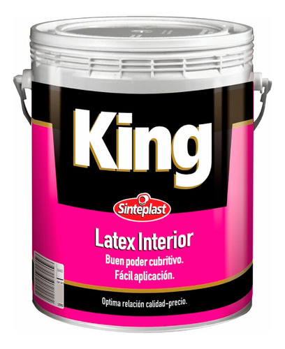 Pintura De Látex Sinteplast King Interior Color Blanco Con Acabado Mate De 20l