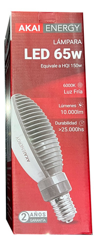 Lampara Led Alumbrado Publico 65w E40 Fria Akai X 6 Unid