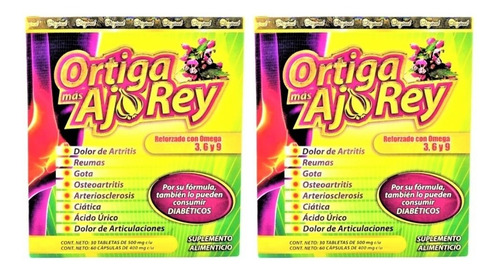 Imagen 1 de 9 de Ortiga Mas Ajo Rey Con Omega 3 6 9 Original (2 Piezas) Env