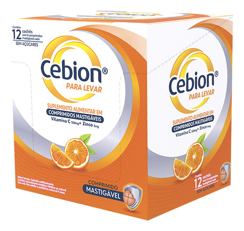 Vitamina C+zinco Sabor Laranja 12 Sachês 4 Comp Cada Cebion