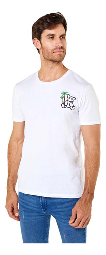 Playera Caballero Blanco Manga Corta Estampada 158149