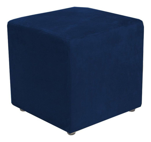 Puff Quadrado Decorativo Suede Azul Marinho - Lyam Decor