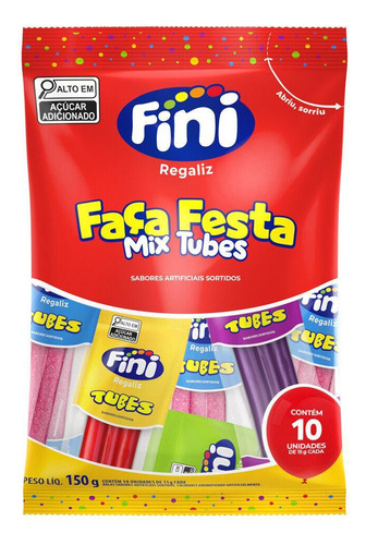 Tubes Fini Faça Festa Mix Com 10 Pacotes De 15g Cada