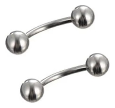 Kit 2 Piercing Curvo Bolinha Sobrancelha Rook Labret Inox
