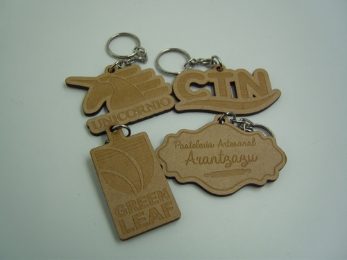 Imagen 5 de 5 de Llaveros De Madera Logotipo Personalizado 20 Pzs Promocional