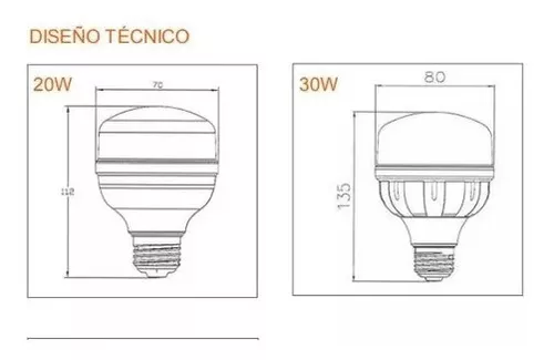 Foco led 30w e27 luz blanca alta potencia