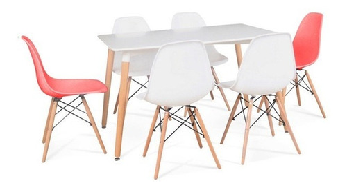 Juego Comedor Eames Mesa Rectangular 120x80 + 6 Sillas
