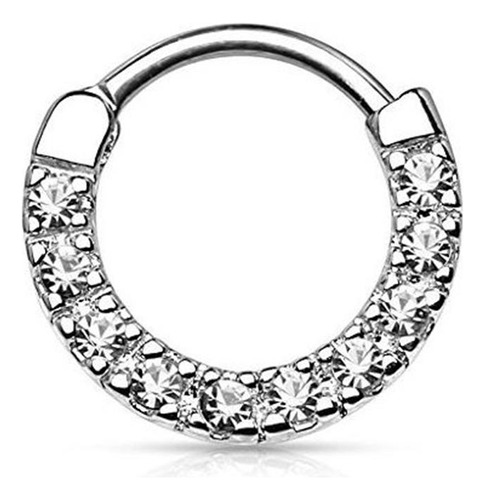 Aros - Forbidden Body Jewelry 16g 10mm Rounded Top Pave Cz 