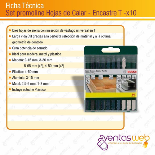 Imagen 9 de 10 de Sierra Caladora Bosch 450w Vel Variable + 10 Hojas Sierra