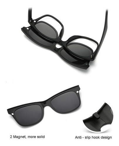 Óculos De Sol Kit 5 Em 1 Oculos Com Frentes Variadas Clip On