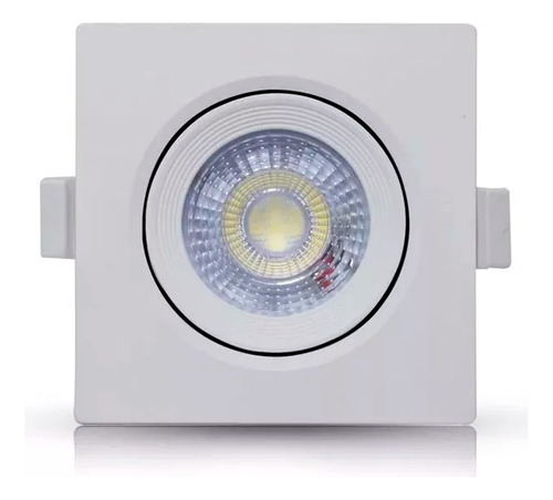 Kit 2 Spot Led Quadrado Embutir Quente 3000k 5w Teto Gesso Estrutura Branco 100v/240v