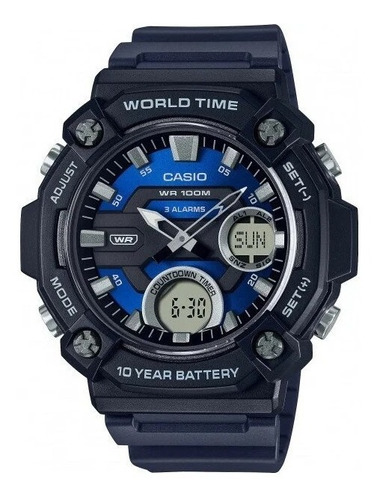 Reloj Casio World Time Aeq-120w-2avdf 100% Original Y Nuevo