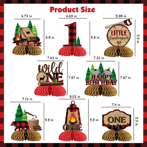 Decoraciones De Primer Cumpleaños De Lumberjack 8pcs Wild De