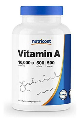 Unidad Vitamina A 10.000 Ui, 500 Cápsulas De Gel Suave